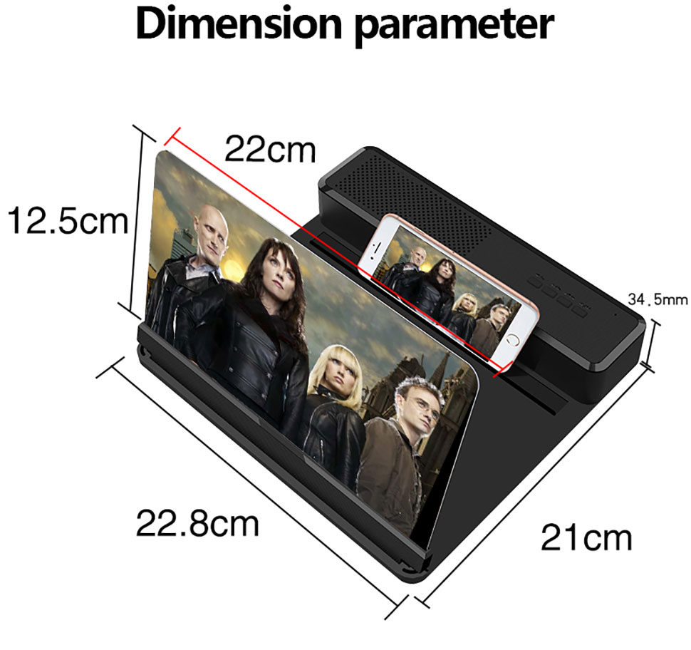 Mobile Phone Screen Amplifier Ultra HD Blu-ray 3 Magnifying Glass with Bluetooth Speaker Phone Holder Projection 6D Projection