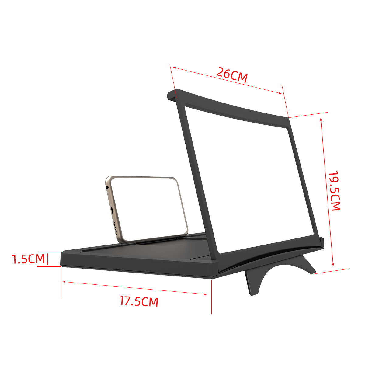 New L18 12 inch Pull-Out Curved Screen Amplifier HD 3D Video Mobile Phone Magnifying Glass Stand Bracket Foldable Phone Holder