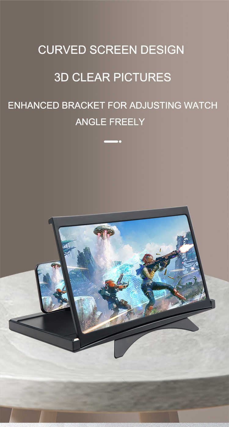 New L18 12 inch Pull-Out Curved Screen Amplifier HD 3D Video Mobile Phone Magnifying Glass Stand Bracket Foldable Phone Holder