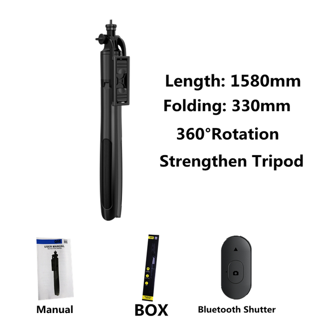 New Wireless Selfie Stick Tripod Foldable Monopod With Fill light For Gopro Action Cameras Smartphones Selfie
