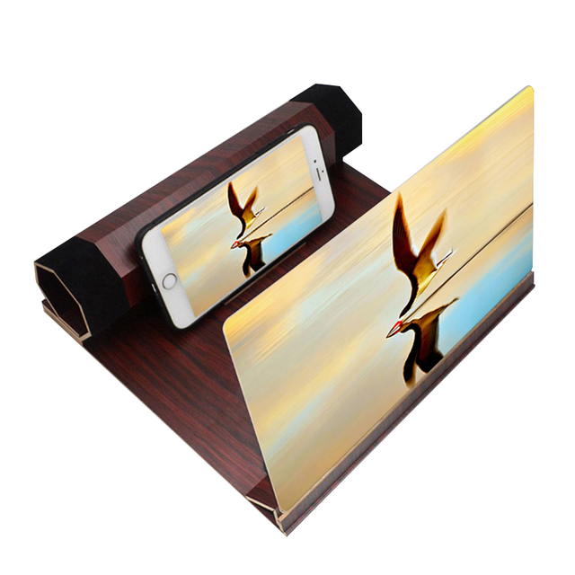 12 Inch 3D HD Movie Video Amplifier Retro Wooden Screen Magnifier Cell Phone With Foldable Holder Stand For iPhone Smart Phone