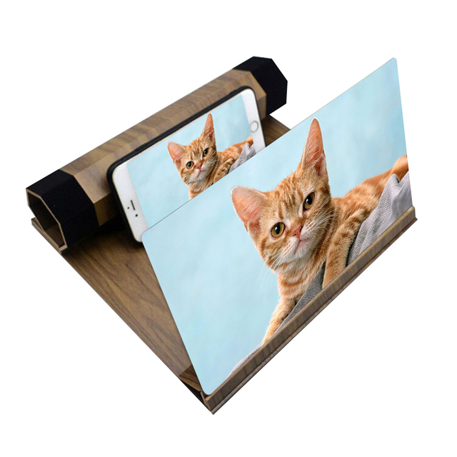 12 Inch 3D HD Movie Video Amplifier Retro Wooden Screen Magnifier Cell Phone With Foldable Holder Stand For iPhone Smart Phone