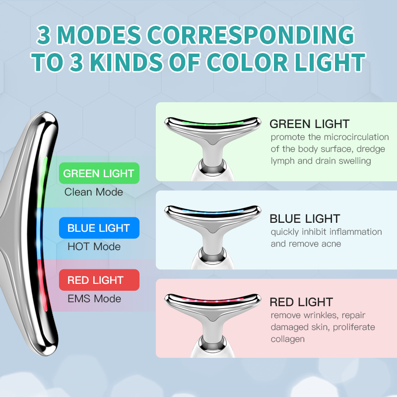 Electronic Neck Beauty Device LED Photon Therapy Face Neck Skin Tighten Reduce Double Chin Anti Wrinkle Remove Skin Care Tool