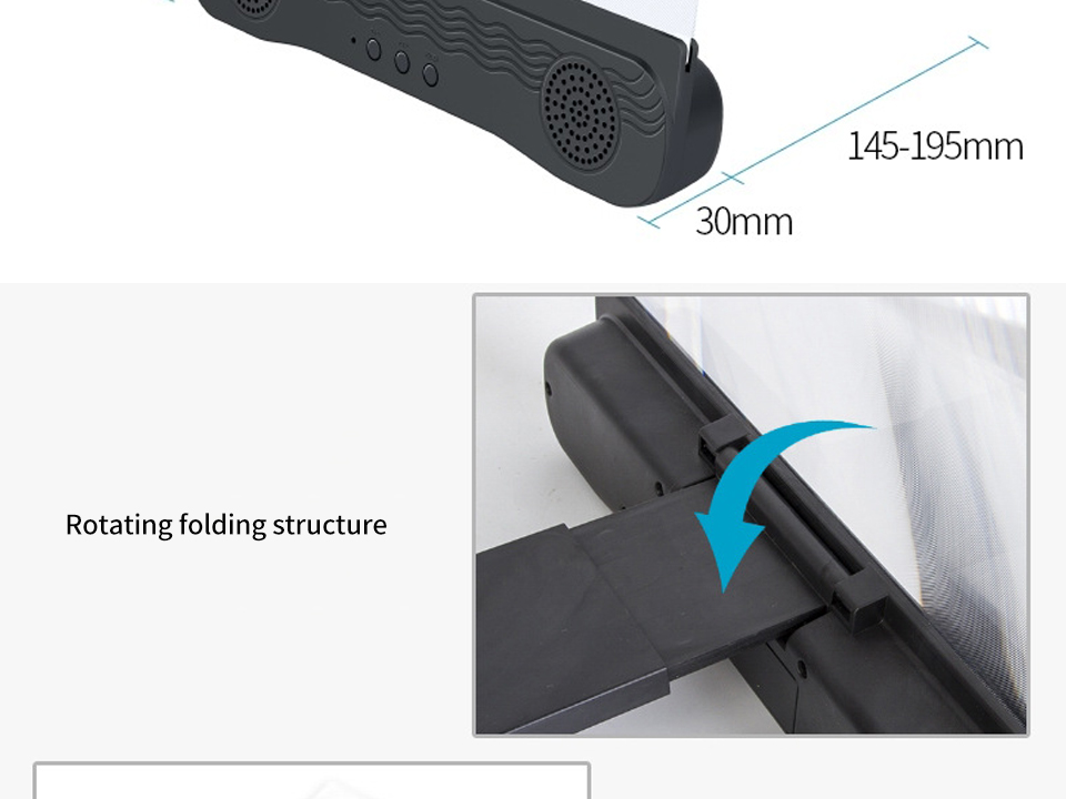 14 Inch Screen Amplifier Bluetooth Audio 6D HD Speaker Phone Screen Amplifier Magnifying Bracket Desktop Holder Stand