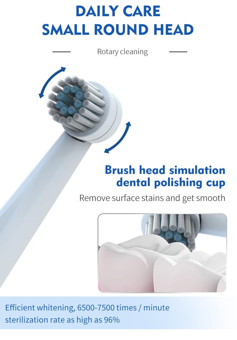 Rotary Electric Toothbrush Wireless Rechargeable Child toothbrush round brush head ipx7 Waterproof kids toothbrush non sonic