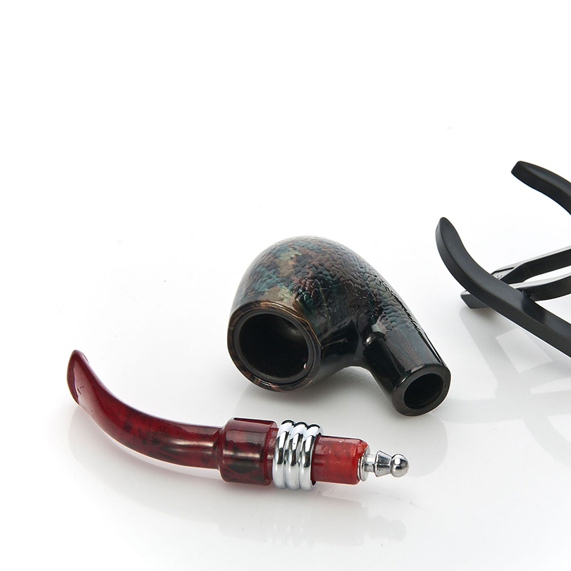 Kitchen Dining room appliances Fashion Snake Scale Resin Pipes Chimney Double Filter Wood Smoking Pipe Herb Tobacco Pipe Cigar Narguile Grinder Smoke
