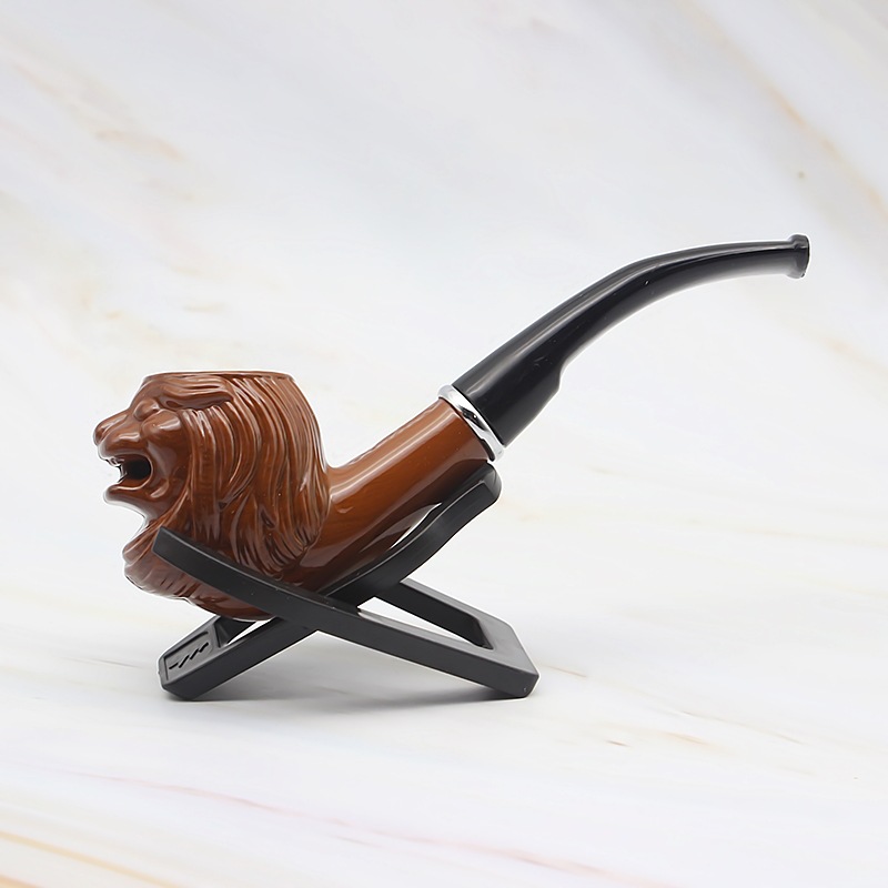 Kitchen Dining room appliances Lion Resin Pipe Chimney Double Filter Long Smoking Pipes Herb Tobacco Pipe Cigar Narguile Grinder Smoke Mouthpiece