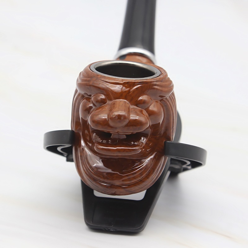 Kitchen Dining room appliances Lion Resin Pipe Chimney Double Filter Long Smoking Pipes Herb Tobacco Pipe Cigar Narguile Grinder Smoke Mouthpiece