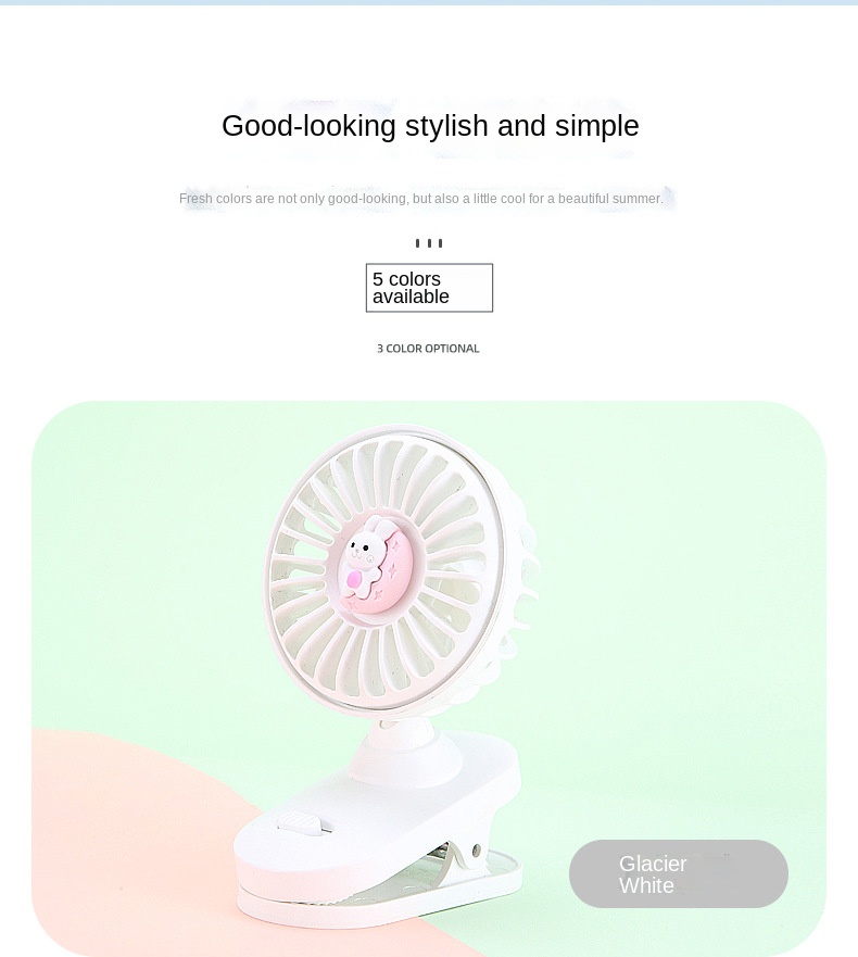 Cartoon Desktop Rechargeable Clip Mini Fan Student Dormitory Portable Clip Wall USB Mini Fan With Led Light And Control