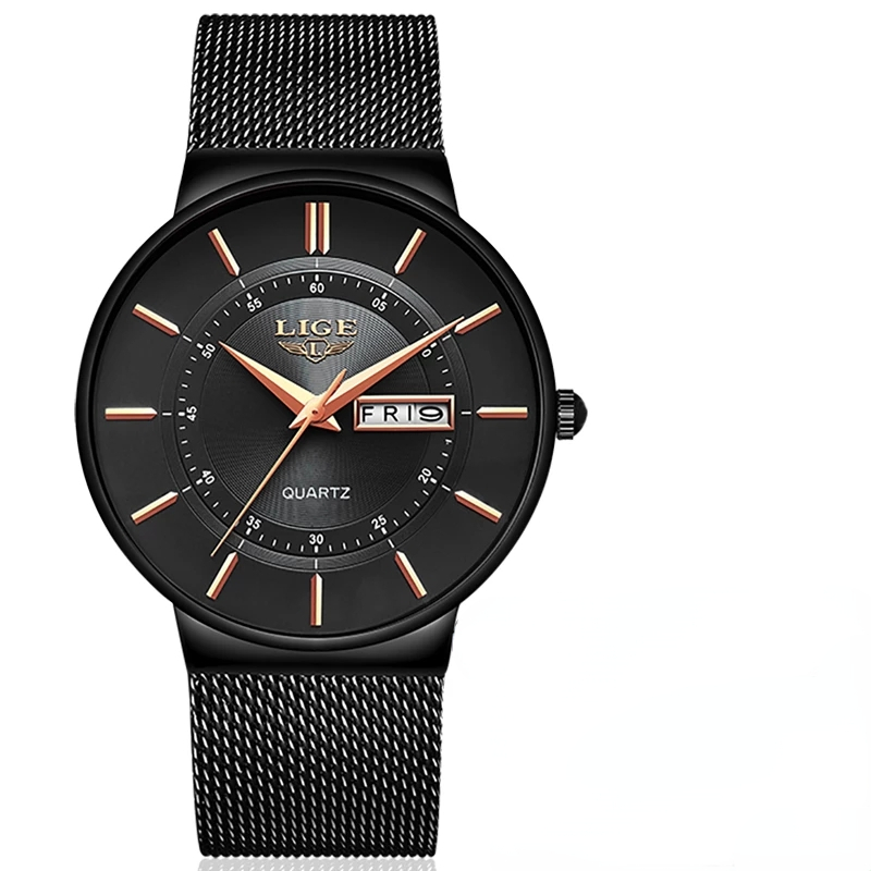 Mens Watches Brand Waterproof Ultra Thin Date Clock Steel Strap Casual Quartz Men Sports Wrist Watch