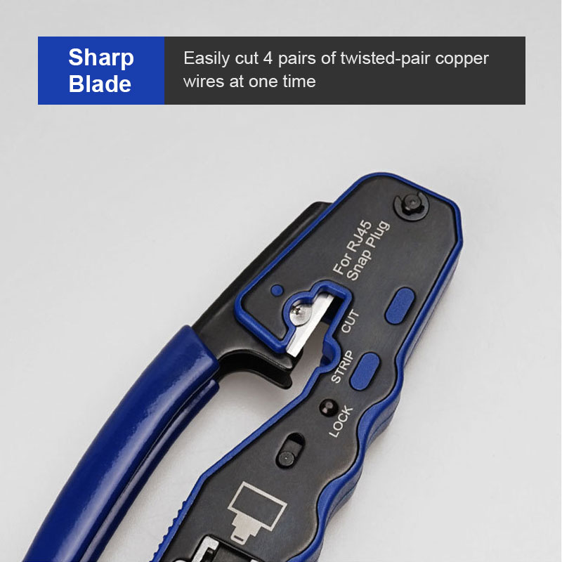 Pass Through Crimper Tool, Ethernet Crimper EZ Network Crimping Tool Wire Stripper Cutter for Cat6a Cat5