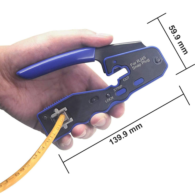 Pass Through Crimper Tool, Ethernet Crimper EZ Network Crimping Tool Wire Stripper Cutter for Cat6a Cat5
