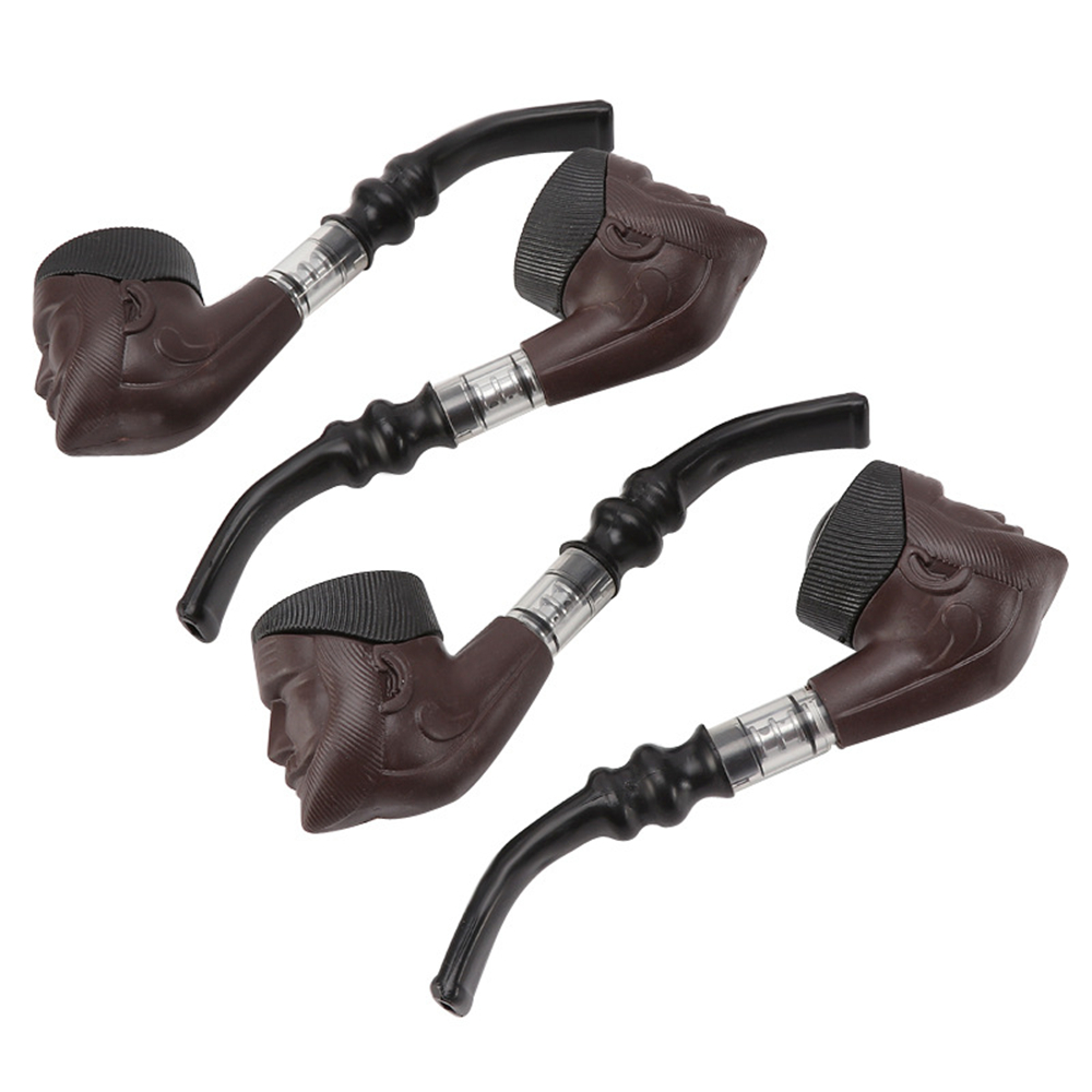 1PC Kitchen Dining room appliances Cigarette Tobacco Pipe Double Purpose Plastic Bent Pipe Engraving Face Iron Pot Cigarette Holder Filter Portable Smoking Pipe