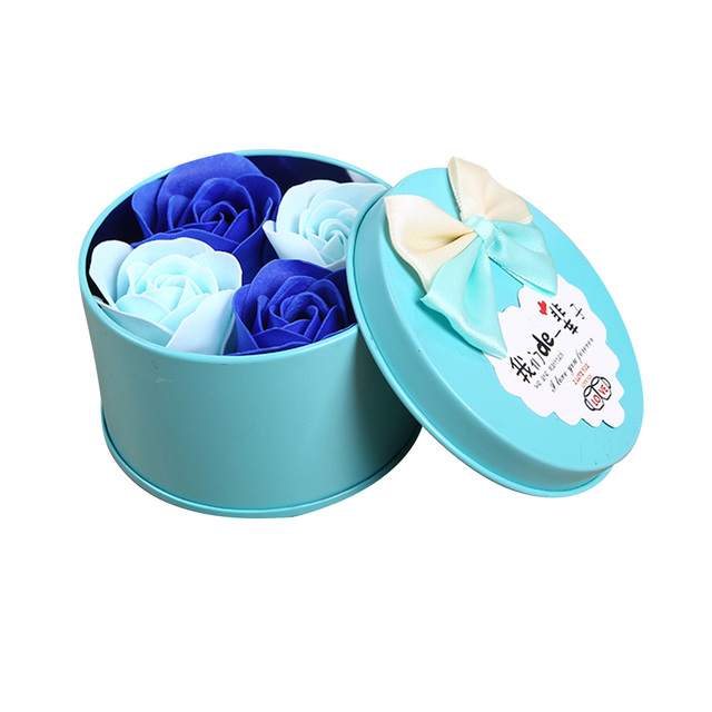 4pcs/set Bath Soap Rose Flowers Gift Box Scented Rose Flower Soap for Body Bath Romantic Valentine Day Wedding Gift
