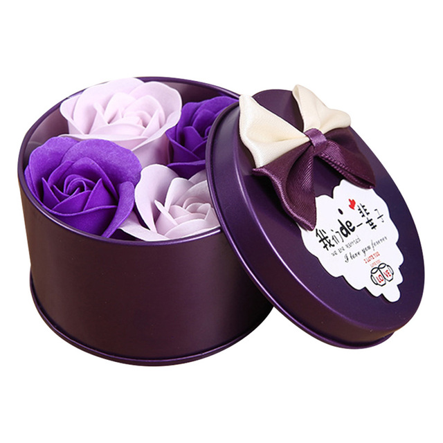 4pcs/set Bath Soap Rose Flowers Gift Box Scented Rose Flower Soap for Body Bath Romantic Valentine Day Wedding Gift