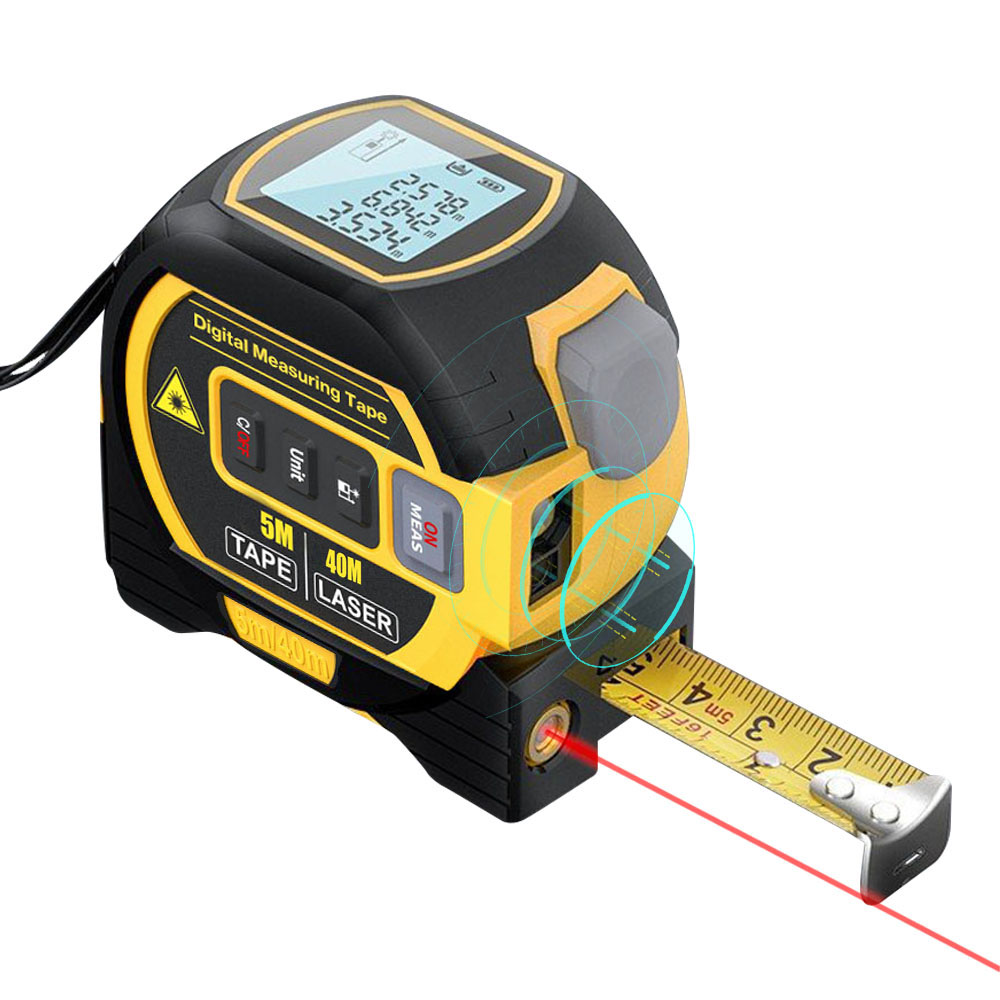 40m 3 In1 Laser Rangefinder With 5m Tape Measure Ruler LCD Display with Backlight Laser Distance Meter Building Measurement Device