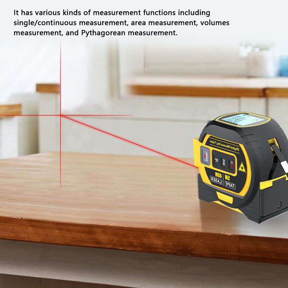 40m 3 In1 Laser Rangefinder With 5m Tape Measure Ruler LCD Display with Backlight Laser Distance Meter Building Measurement Device