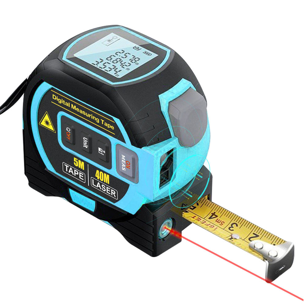 40m 3 In1 Laser Rangefinder With 5m Tape Measure Ruler LCD Display with Backlight Laser Distance Meter Building Measurement Device