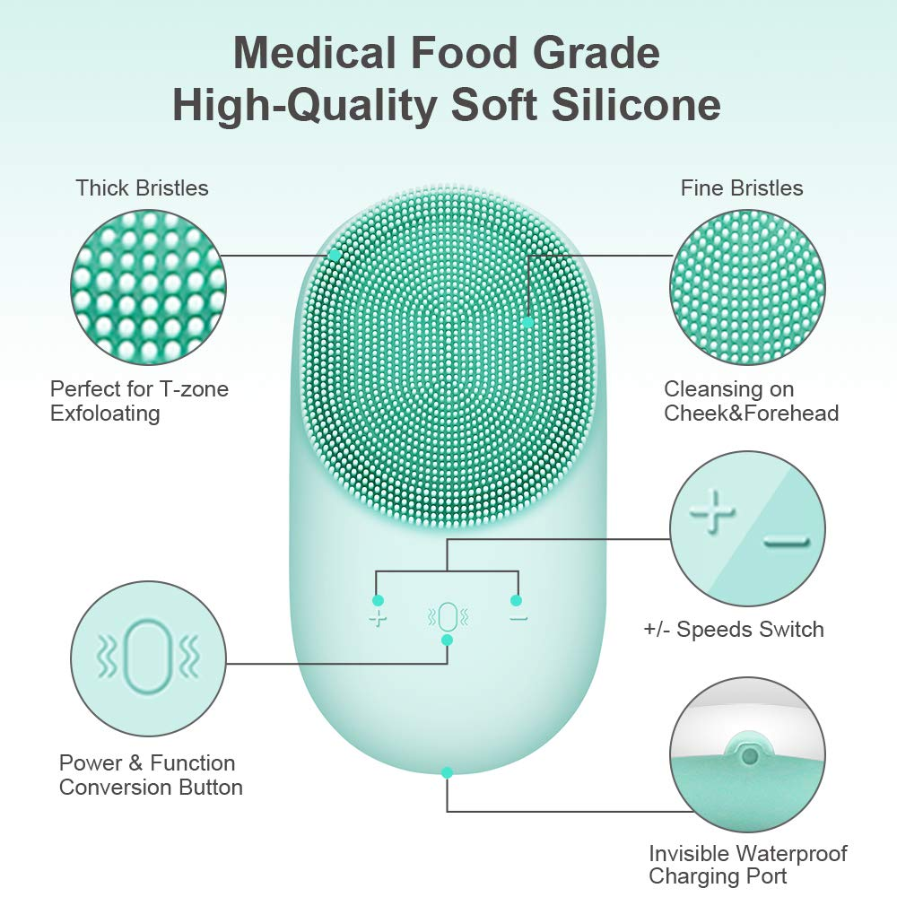 Silicone Sonic Face Scrubber Brush Skin Care Ultrasonic Cleaner Waterproof Face Cleansing Brush Remove Blackhead Beauty Massager