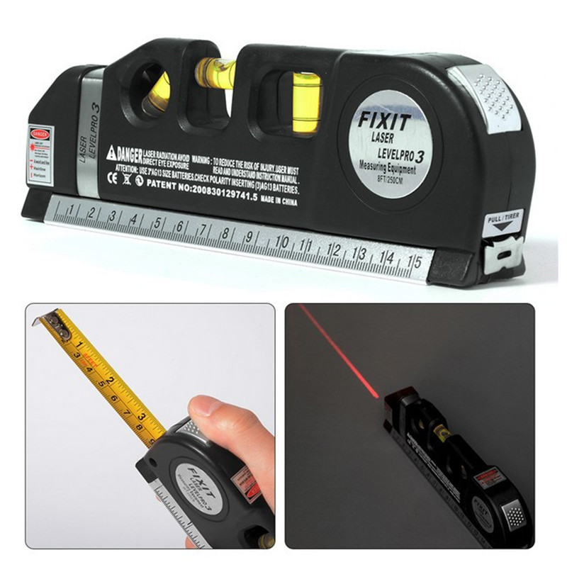 Laser Ranging Tape Portable Laser Distance Meter Laser Rangefinder With 3 Types Level Bubble Light 8FT Laser Tape Measure Tool