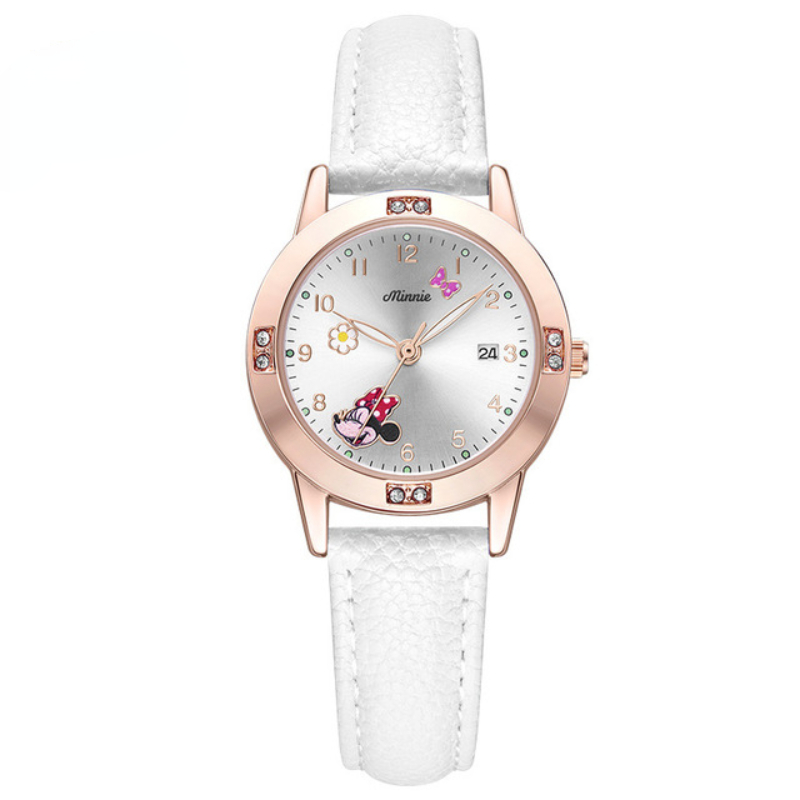 Disney Minnie Student Watch Donald Duck Children's Quartz Watch Girl Cartoon Pattern Watch Fashionable Exquisite and Cute