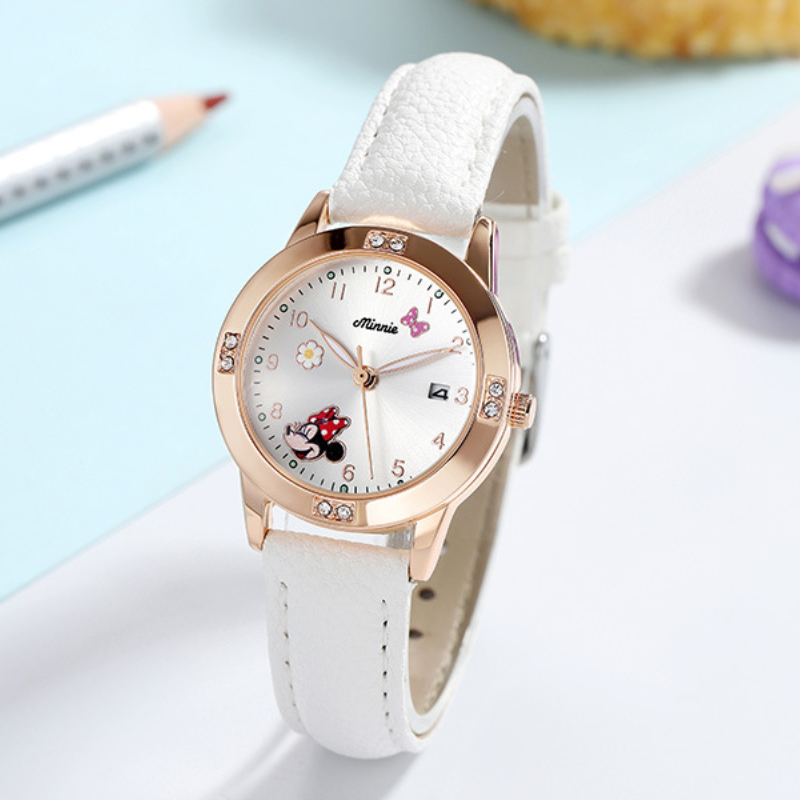 Disney Minnie Student Watch Donald Duck Children's Quartz Watch Girl Cartoon Pattern Watch Fashionable Exquisite and Cute
