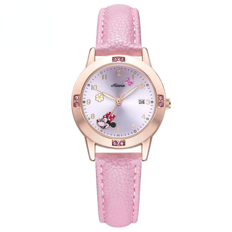 Disney Minnie Student Watch Donald Duck Children's Quartz Watch Girl Cartoon Pattern Watch Fashionable Exquisite and Cute