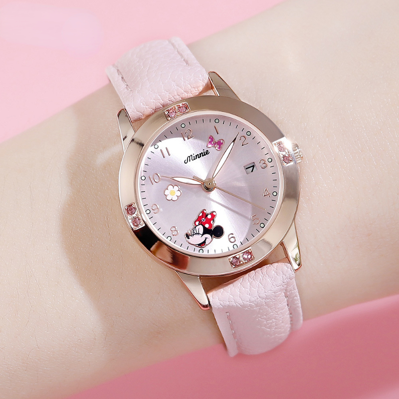 Disney Minnie Student Watch Donald Duck Children's Quartz Watch Girl Cartoon Pattern Watch Fashionable Exquisite and Cute