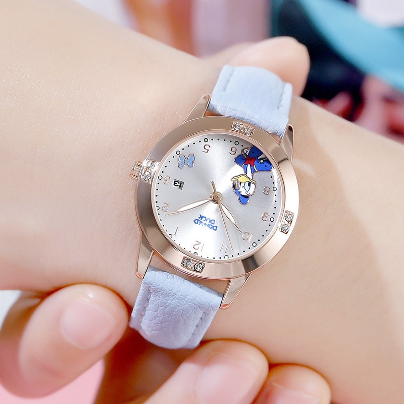 Disney Minnie Student Watch Donald Duck Children's Quartz Watch Girl Cartoon Pattern Watch Fashionable Exquisite and Cute