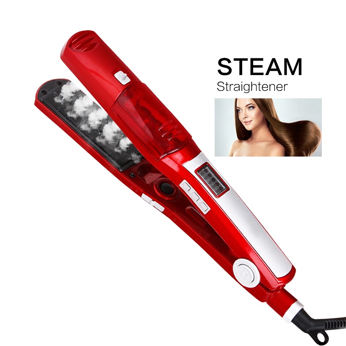 2 In 1 Fast Heating Professional Hair Steam Straightener Tourmaline Ceramic Vapor Curler For Salon Straightening Iron Styling