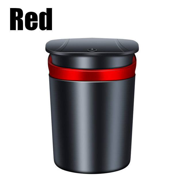 Car Ashtray Portable Automatic Multi-function One-button Open Lid Ashtray with LED Light Metal Liner for Car