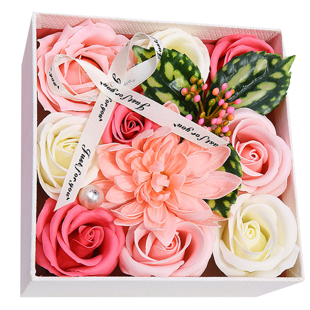 1box Soap Rose Carnation Sun Flowers Gift Box Xmas Birthday Valentine Wedding Gifts Bruiloft Gunsten Valentijnsdag Moeder dag