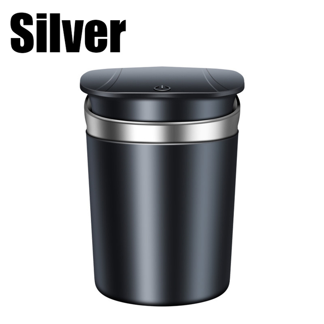 Car Ashtray Portable Automatic Multi-function One-button Open Lid Ashtray with LED Light Metal Liner for Car