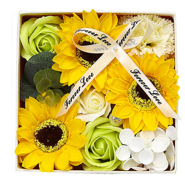 1box Soap Rose Carnation Sun Flowers Gift Box Xmas Birthday Valentine Wedding Gifts Bruiloft Gunsten Valentijnsdag Moeder dag