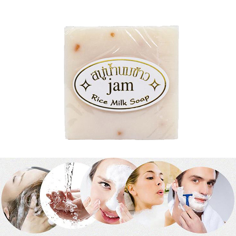 1PCS Moisturizing Bleaching Rice Milk Soap Collagen Vitamin Skin Whitening Acne Pore Removal Handmade Rice Milk Soap