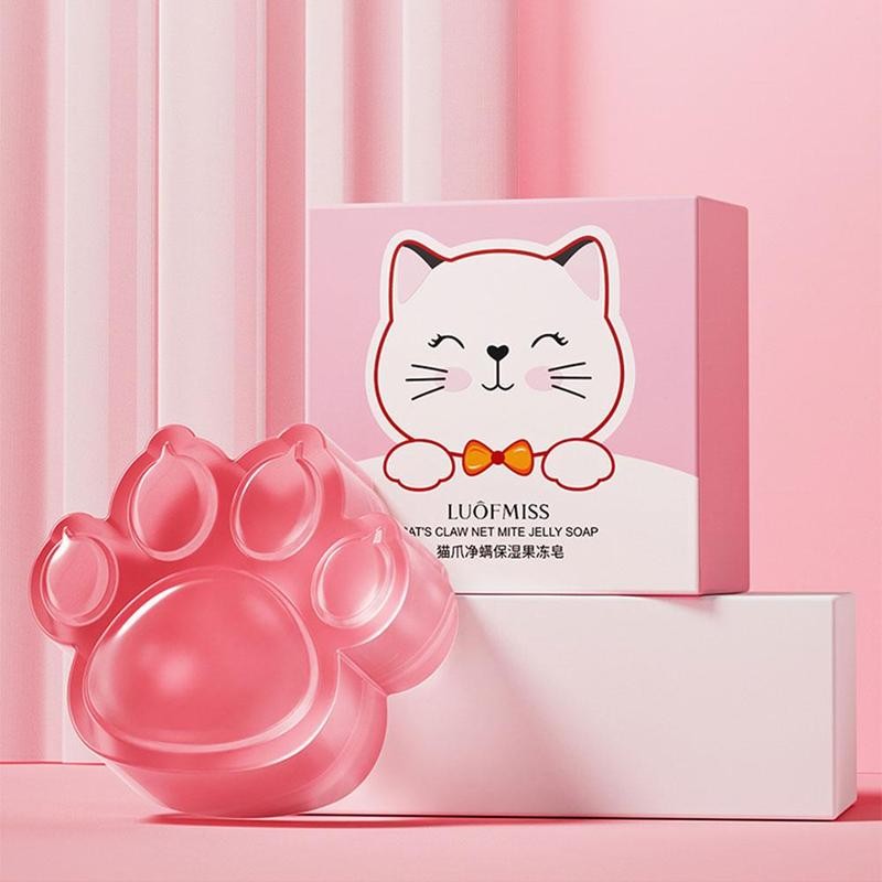 Cat Claw Shape Cleansing Bath Soap Remove Mites Moisturizing Jelly Bathe Soap Rich Foam Gentle Moisturizing Skin Body Care