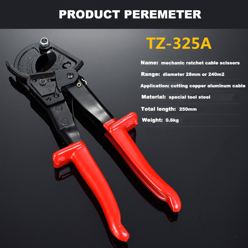 HS-325A Wire Cutting Pliers Electrician Crimping Pliers Scissors Wiring Stripper Copper Aluminum Shear Ratcheting Cable Cutter Hand Tool