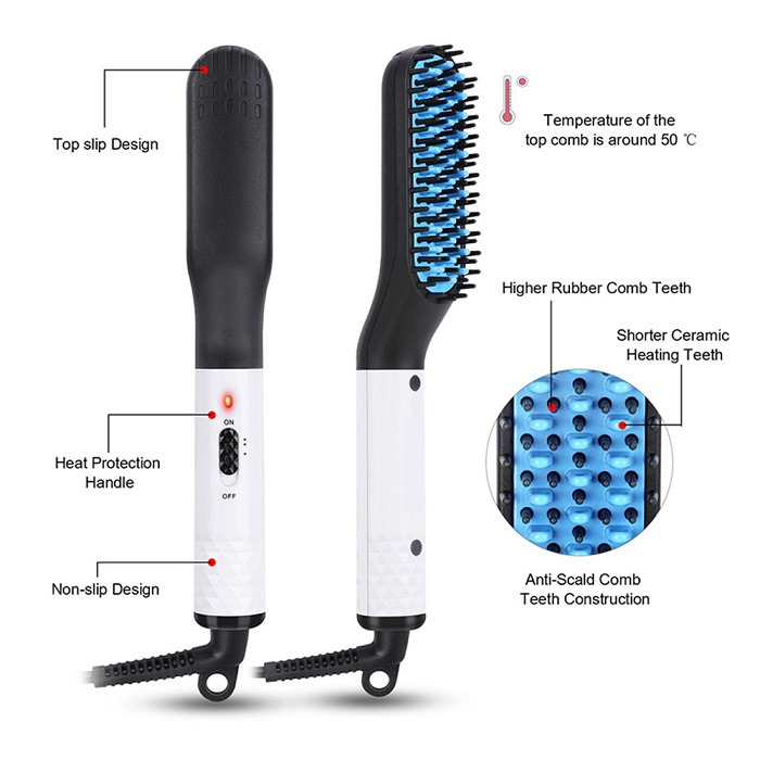 Professional Beard Hair Straightener Brush Anti-scald Beard Styling Smooth Comb Quick Heating Auto Styling Tools For Men Women