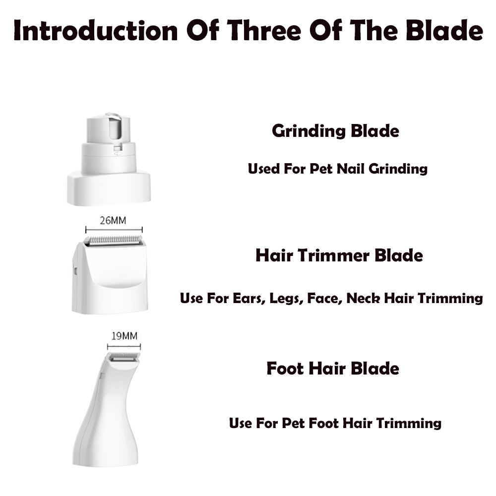 3 IN 1 Pet Grooming Machine Dog Cat Hair Trimmer USB Rechargeable Pets Clippers Nail Grinding & Hair Trimmer & Foot Hair