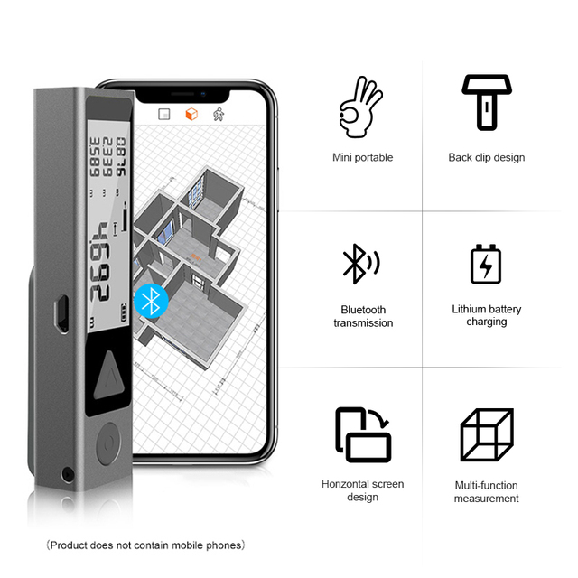 MiNi Bluetooth Laser Distance Meter Laser Measuring Tape Handheld Metre Laser