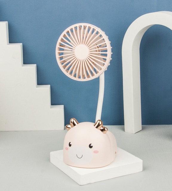 Cartoon Mini Table Fans Mute Student Portable Desktop Mini Fan USB Macarone Rechargeable Desk Electric Fan