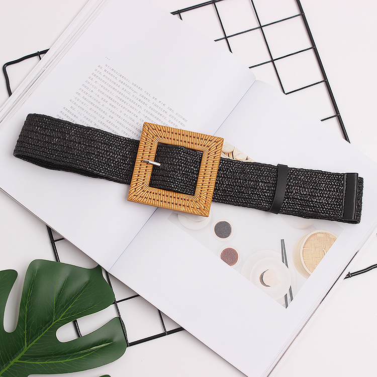 New Women's Beach Bohemia Elastic Belt Girdle Square Bucklet Braided Belt Summer Dress Women Korean Fashion Strap