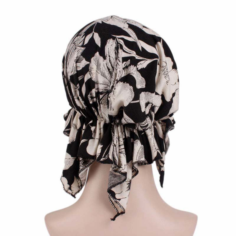 Fashion print woman turban hat soft elastic flowers lady muslim headdress wrap head scarf hijab caps turbante female