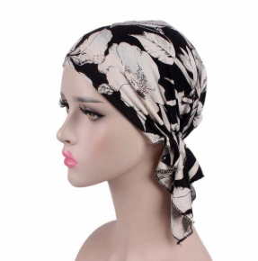 Fashion print woman turban hat soft elastic flowers lady muslim headdress wrap head scarf hijab caps turbante female