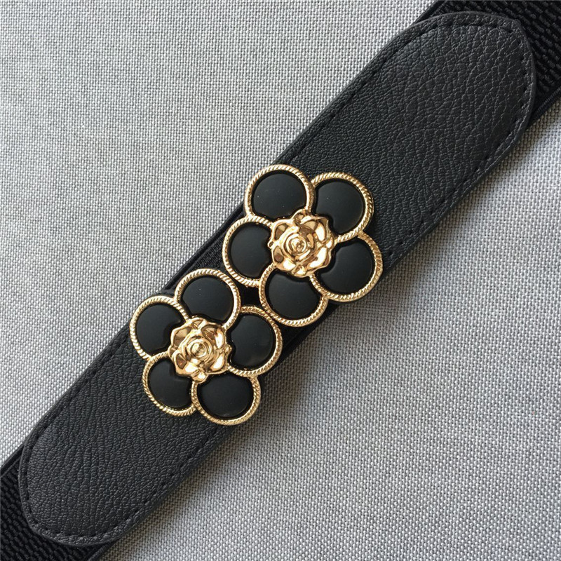 High Quality Belts for Women Black Waist Elastic Ladies Band Round Buckle Decoration Coat Sweater Fashion Dress