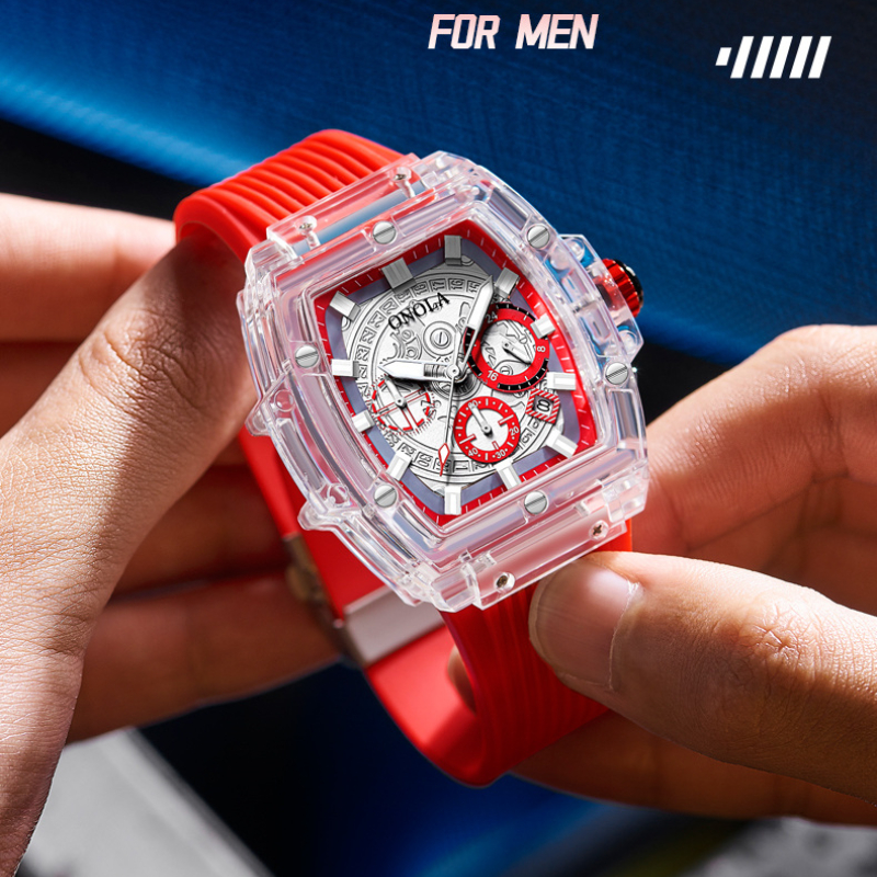 Transparent Plastic Watch Men Women clock Fashion Sports casual unique Quartz square Mens Watch