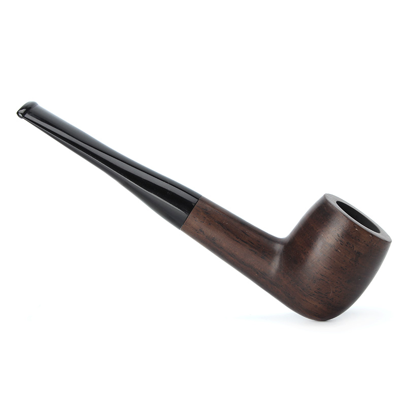 Kitchen Dining room appliances RU-MUXIANG 10 Tools Kit Imported Ebony Black Wood Tobacco Pipe With Acrylic Taper Mouthpiece 9mm Filter Men Smoking Pipe ac0007