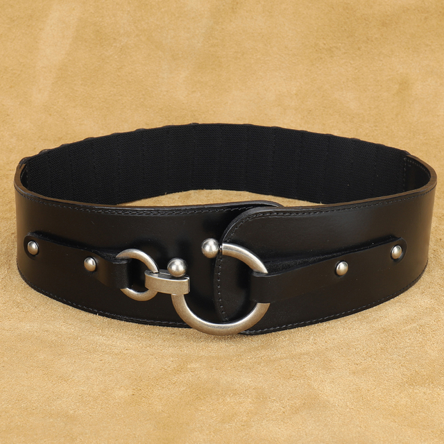 Genuine Leather Vintage Elastic Wide Belt For Women Dress Waist Belt Ladies Coat Waistband