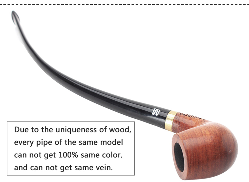 Kitchen Dining room appliancesRU-MUXIANG Churchwarden Long Stem Kevazingo Wood Smoking Pipe 3mm Filter Wooden Tobacco Pipe Acrylic Mouthpiece