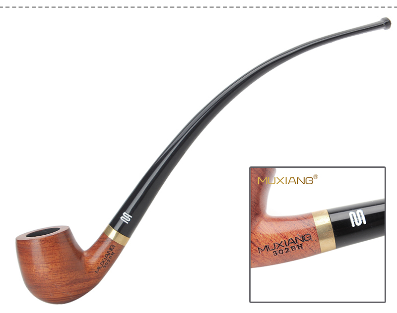 Kitchen Dining room appliancesRU-MUXIANG Churchwarden Long Stem Kevazingo Wood Smoking Pipe 3mm Filter Wooden Tobacco Pipe Acrylic Mouthpiece